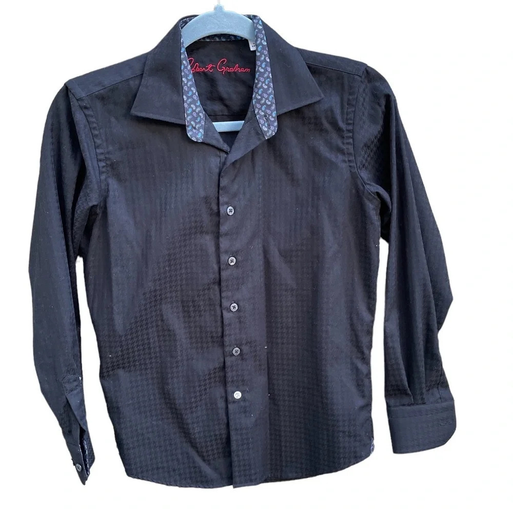 ROBERT GRAHAM BOYS BLACK HOUNDSTOOTH SHIRT